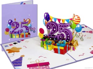 Popcards pop-up kaart – 25 jaar jubileum jarig verjaardag verjaardagskaart grote cijfers 3D kaart wenskaart