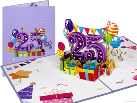 Popcards pop-up kaart – 25 jaar jubileum jarig verjaardag verjaardagskaart grote cijfers 3D kaart wenskaart