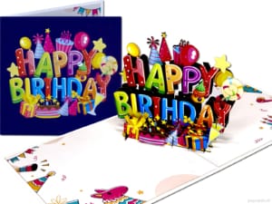 Popcards pop-up kaart – Happy Birthday verjaardagskaart verjaardag jarig grote letters 3D kaart wenskaart
