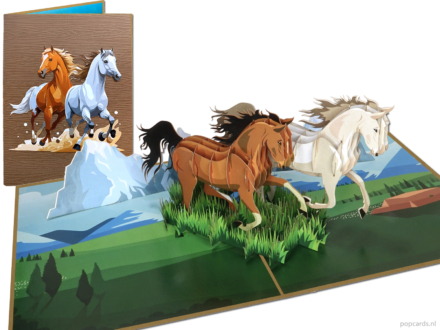 Carte pop-up Popcards – Carte de vœux 3D Chevaux au galop