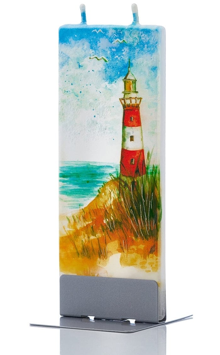 Flatyz flat candle hand-painted lighthouse sea coast sun holiday