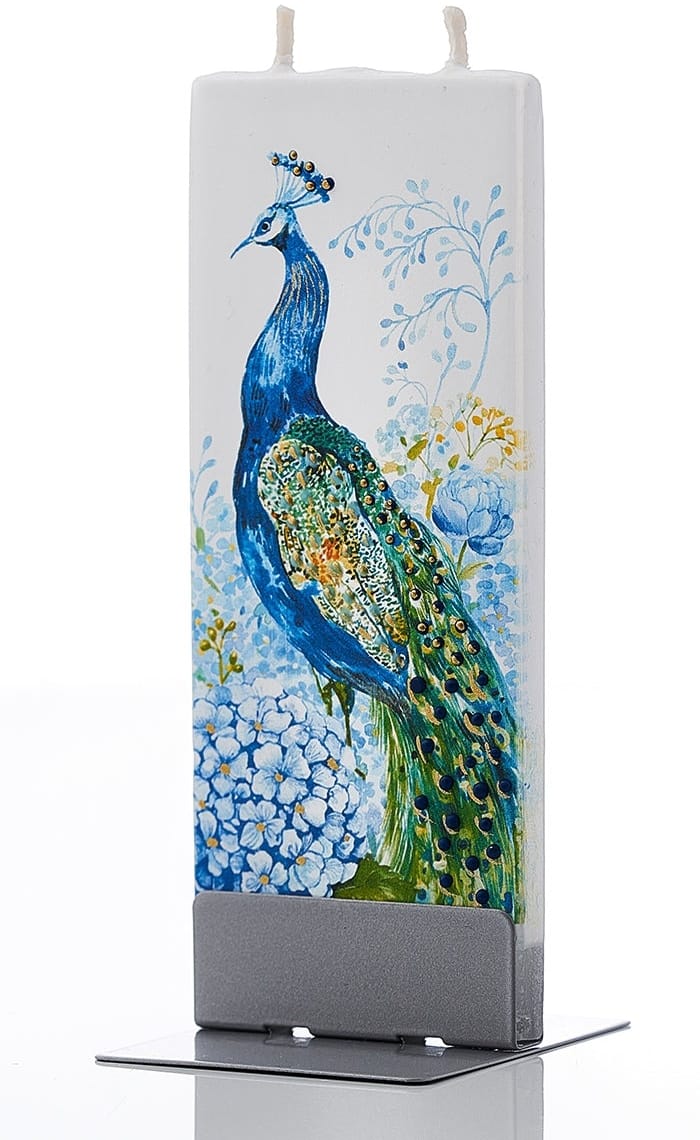 Flatyz flat candle hand-painted colorful peacock