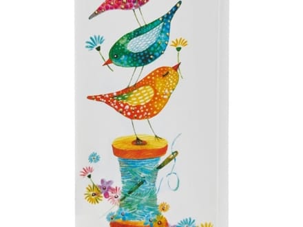 Flatyz Flachkerze, handbemalt mit bunten Vögeln