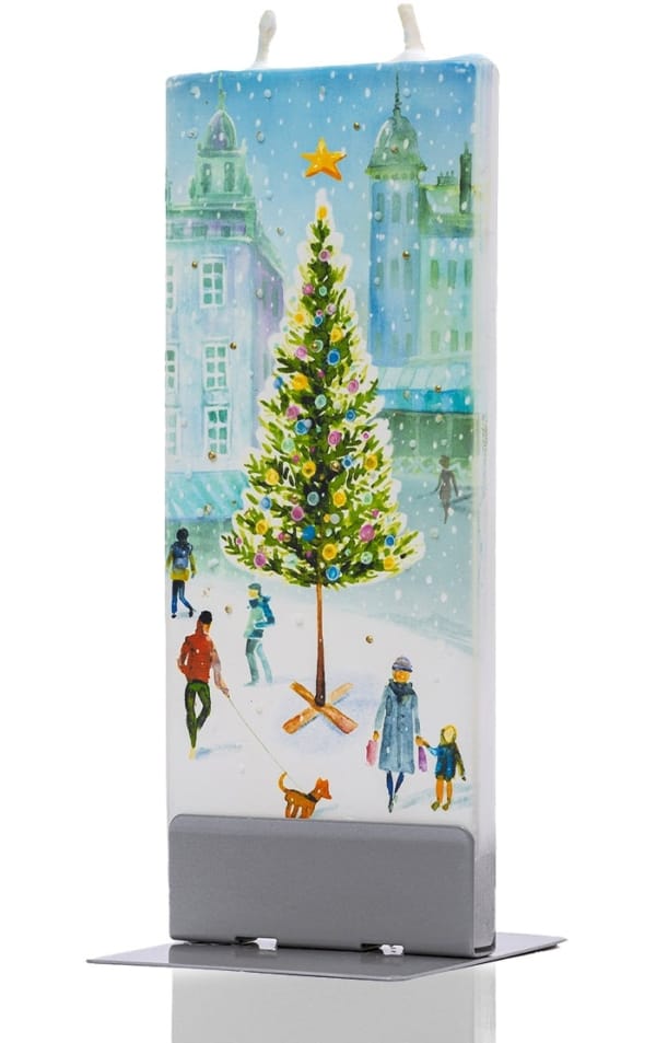 Flatyz platte kaars handbeschilderd kerst kerstkaart kerstkaars versierde kerstboom