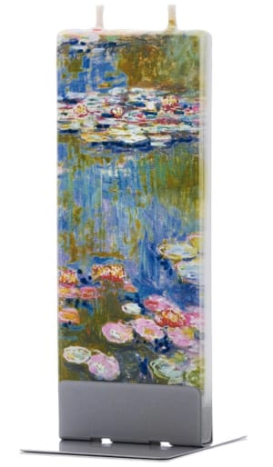 Bougie plate Flatyz peinte à la main -20K050 nénuphar argent