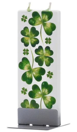 Flatyz Flachkerze, handbemalt -D20042 Vierblättriges Kleeblatt für Glück