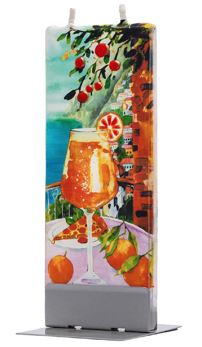 Flatyz platte kaars handbeschilderd -D24014 italie aperol spritz