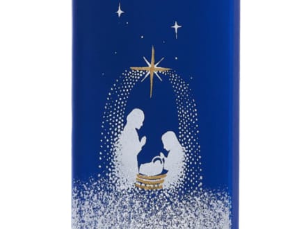 Bougie plate Flatyz peinte à la main - F18212 Miracle nocturne, étable, naissance de Jésus
