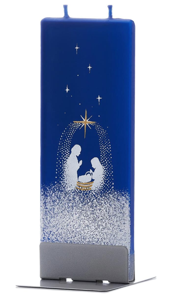 Flatyz platte kaars handbeschilderd -F18212 night miracle stal geboort jezus