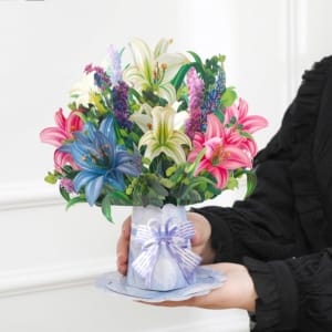 Très grand bouquet de lys, carte pop-up de lys