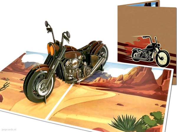 Harley Davidscon cruiser motor tweewieler wenskaart pop-up kaart 3D Harley Davidscon cruiser motor tweewieler wenskaart pop-up kaart 3D