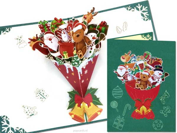 Kerstkaart pop-up kaart Boeket Kerstman Kerstkaart pop-up kaart Boeket Kerstman