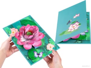 Lotus bloem in vijver lotusbloem wenskaart pop-up kaart