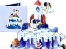 Space cake taart ruimte verjaardagskaart pop-up kaart